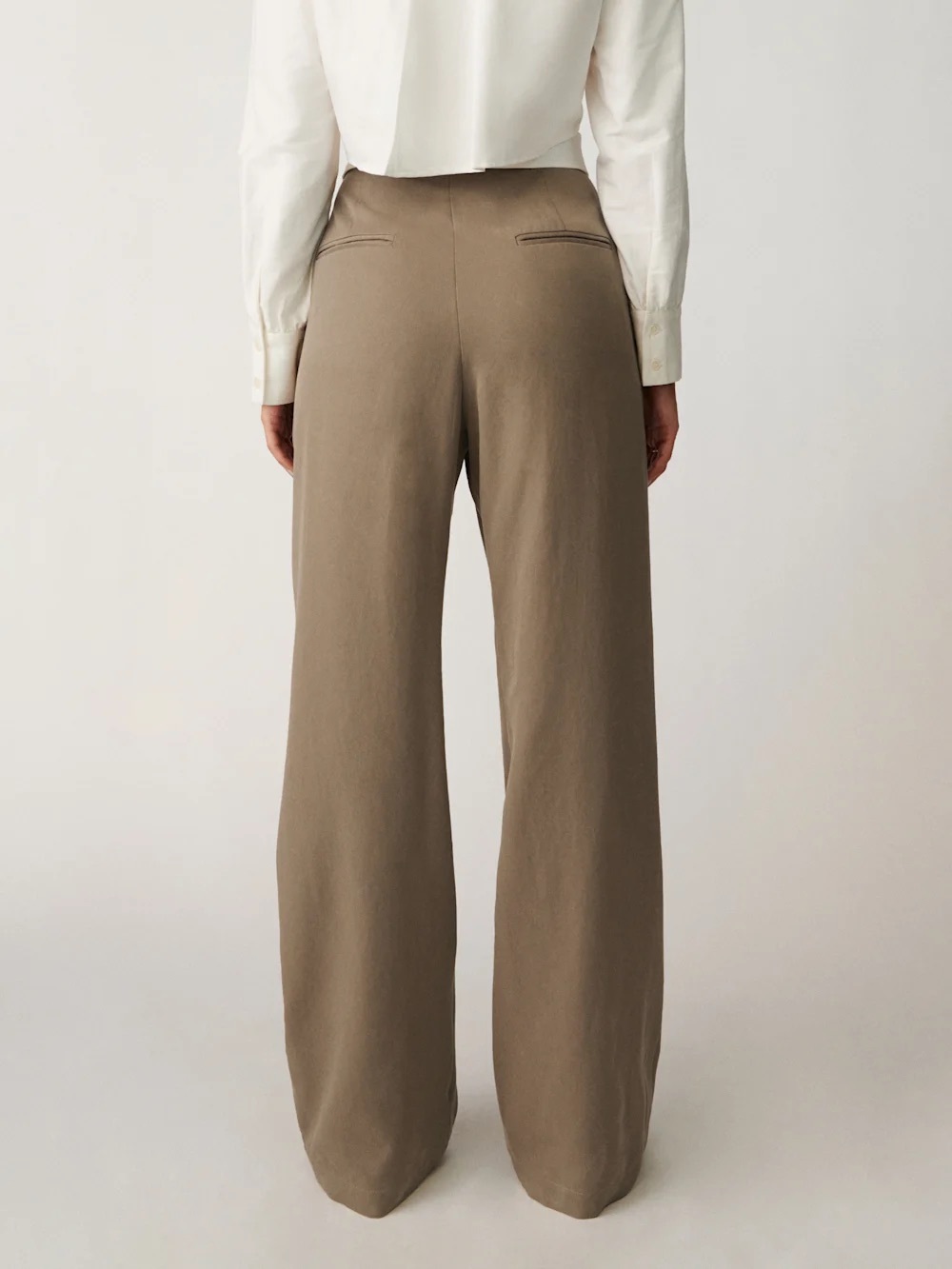 Reformation Stevie Pleated Wide Leg Pant In Mushroom Size 6 - Picture 5 of 14